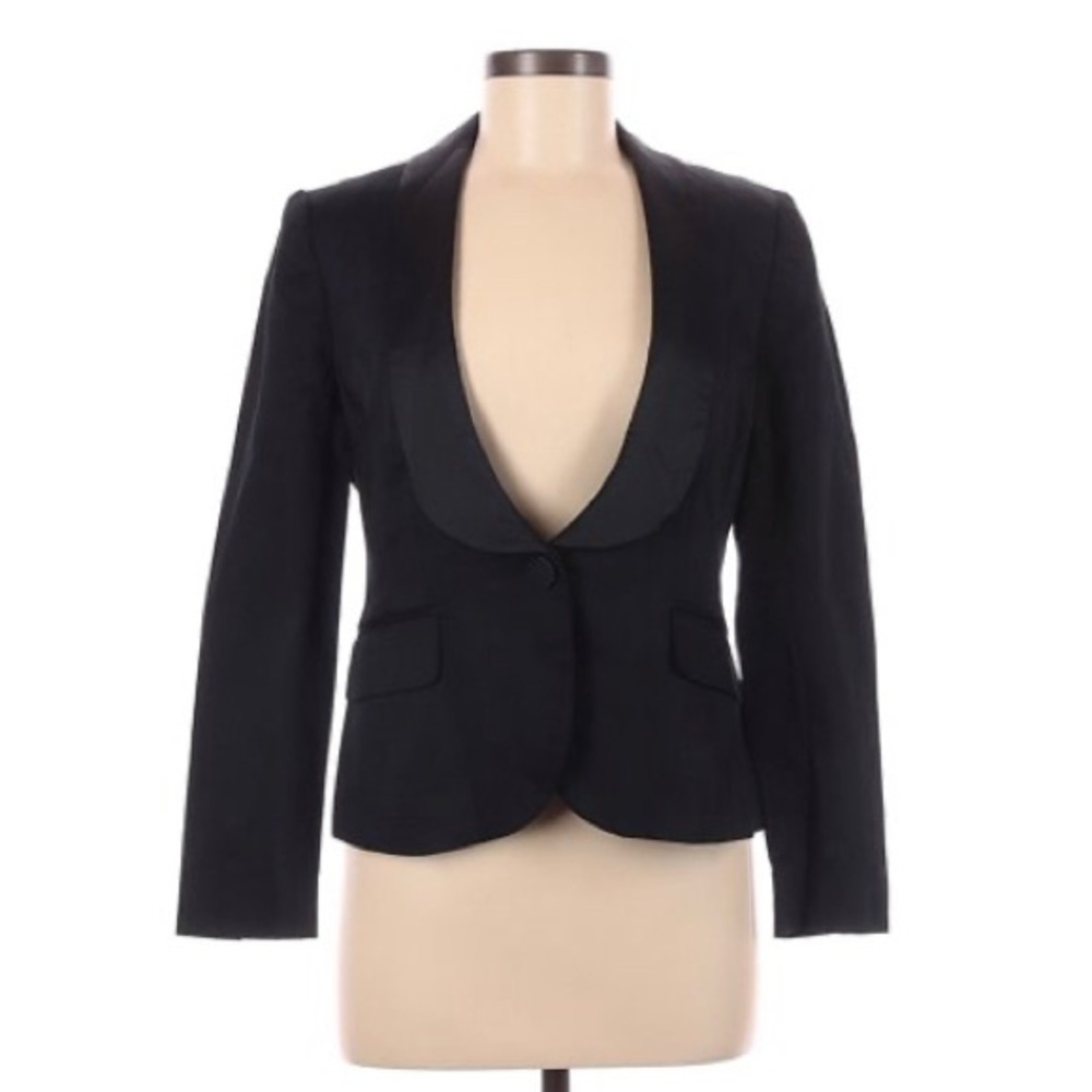 Ann Taylor Black Petite Blazer Tailored Career Jacket with Stretch  Size 0P